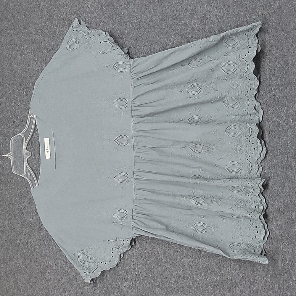 ELUDIA Blouse L.Lydia Made in Korea Guessing Size M Forest Green Lightweight Top
